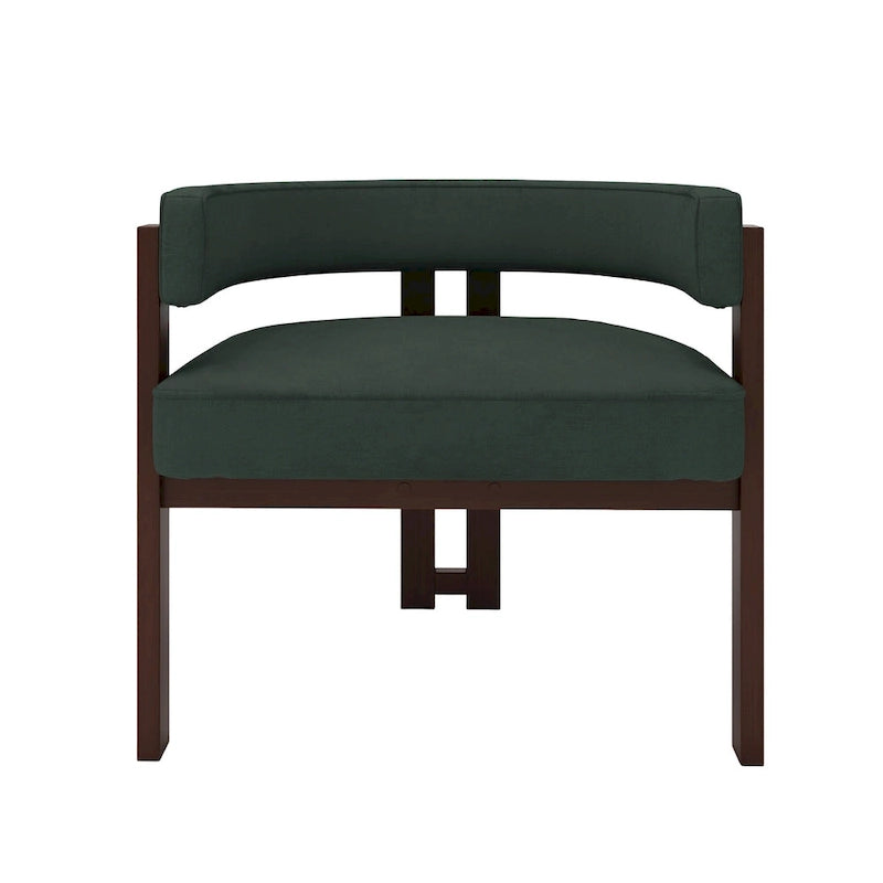 Fauteuil d'appoint rembourré moderne avec dossier ouvert, style tonneau