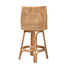 Tabouret de bar Bella Rattan Brun naturel/Blanc - Baxton Studio : Design bohème, Coussin en mousse, Aucun assemblage requis