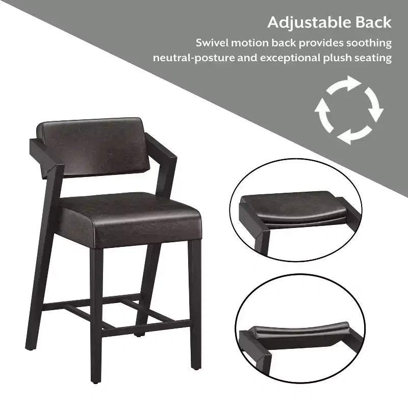Tabouret de bar hauteur comptoir Snyder noir/gris - Hillsdale Furniture