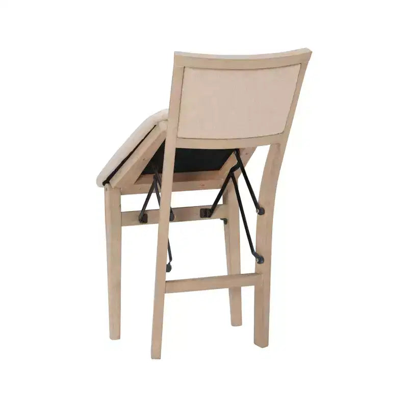 Lot de 2 chaises pliantes Claire en bois massif et assise rembourrée, finition gris délavé - Linon