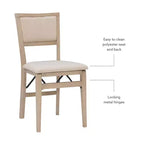 Lot de 2 chaises pliantes Claire en bois massif et assise rembourrée, finition gris délavé - Linon
