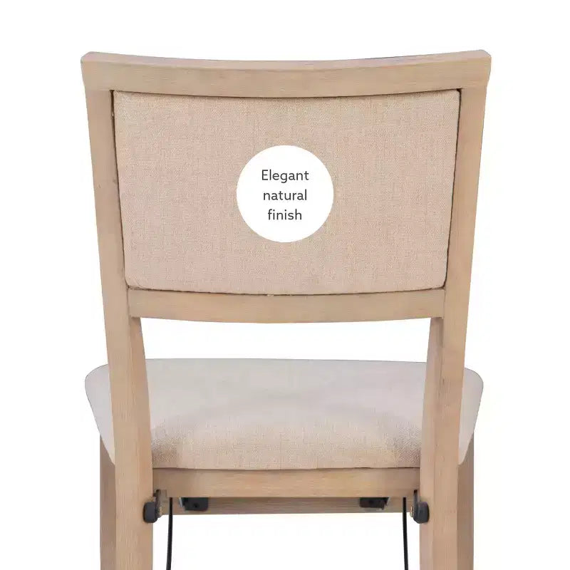 Lot de 2 chaises pliantes Claire en bois massif et assise rembourrée, finition gris délavé - Linon