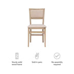 Lot de 2 chaises pliantes Claire en bois massif et assise rembourrée, finition gris délavé - Linon