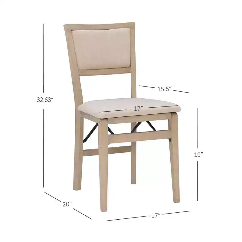 Lot de 2 chaises pliantes Claire en bois massif et assise rembourrée, finition gris délavé - Linon