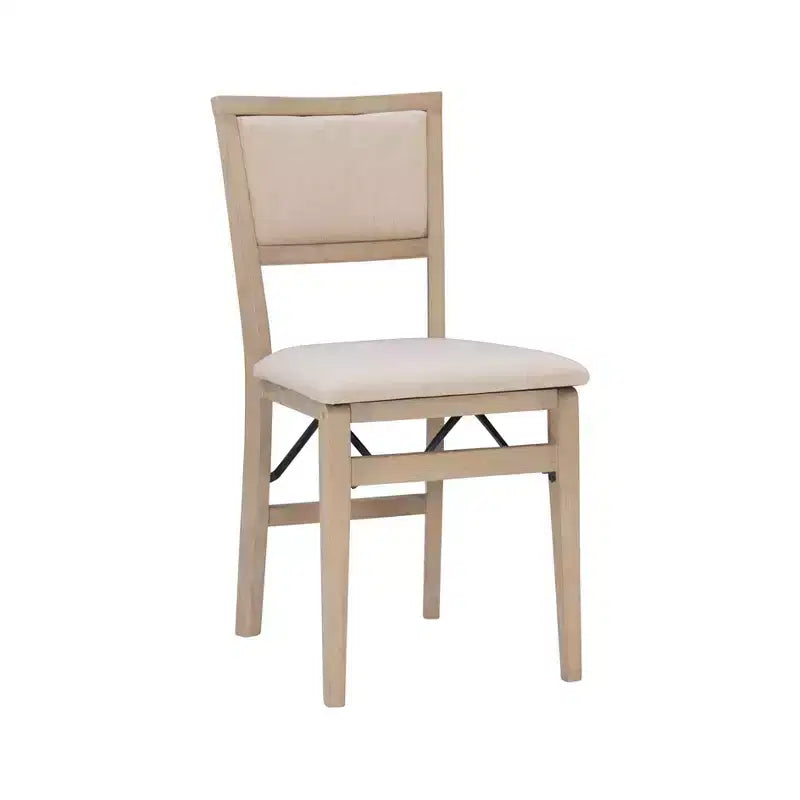 Lot de 2 chaises pliantes Claire en bois massif et assise rembourrée, finition gris délavé - Linon