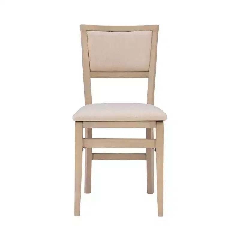 Lot de 2 chaises pliantes Claire en bois massif et assise rembourrée, finition gris délavé - Linon