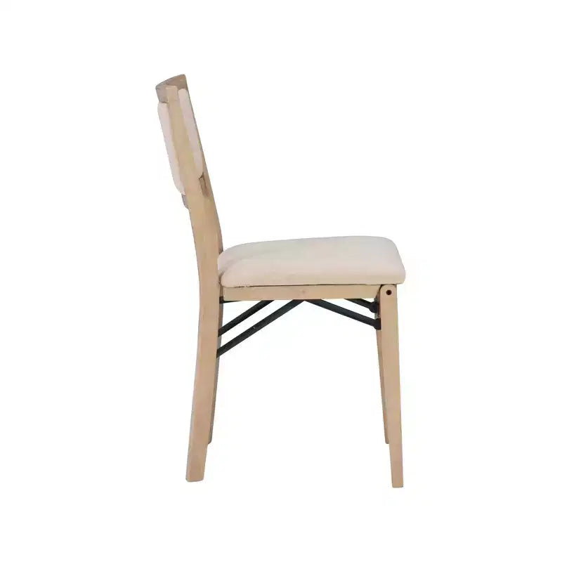 Lot de 2 chaises pliantes Claire en bois massif et assise rembourrée, finition gris délavé - Linon