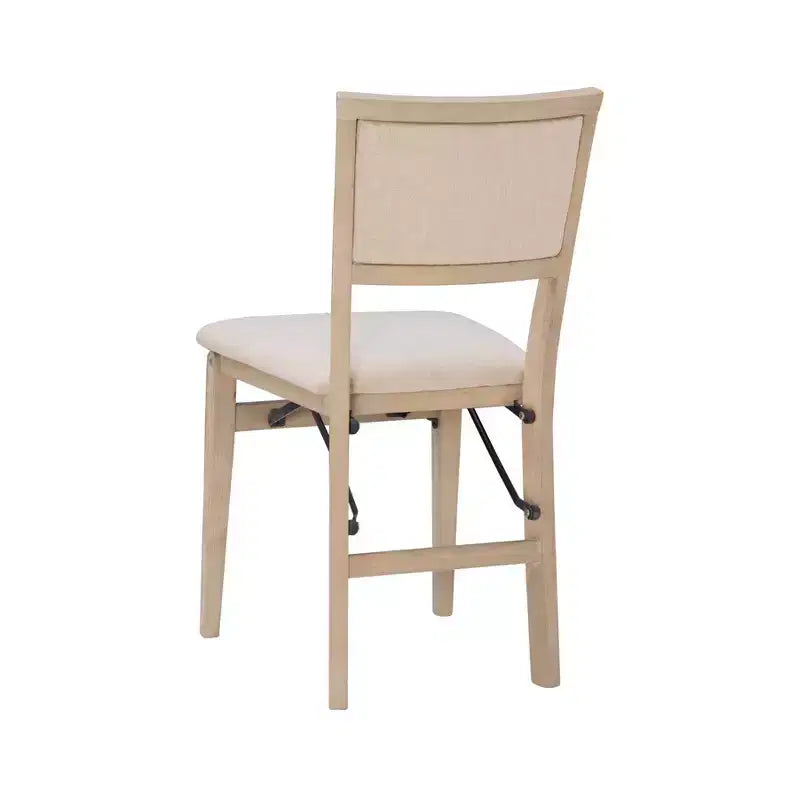 Lot de 2 chaises pliantes Claire en bois massif et assise rembourrée, finition gris délavé - Linon