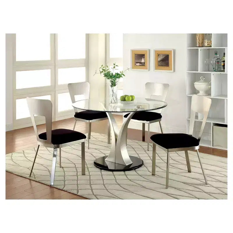 Set of 2 Langton Rectangular Back Chairs Silver/Black - HOMES: Inside + Out: Upholstered, Powder-Coated Steel Frame
