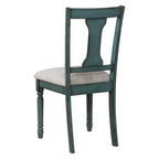 Chaise d'appoint rembourrée Reagan Slat Back Teal - Powell : Structure en bois d'hévéa, revêtement en polyester, capacité de 113 kg