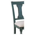 Chaise d'appoint rembourrée Reagan Slat Back Teal - Powell : Structure en bois d'hévéa, revêtement en polyester, capacité de 113 kg
