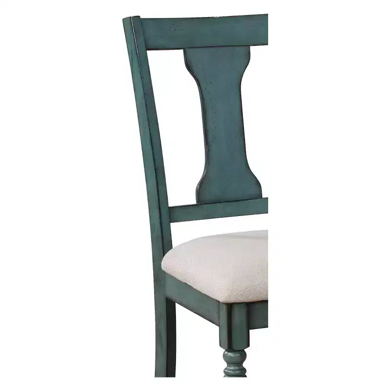 Chaise d'appoint rembourrée Reagan Slat Back Teal - Powell : Structure en bois d'hévéa, revêtement en polyester, capacité de 113 kg