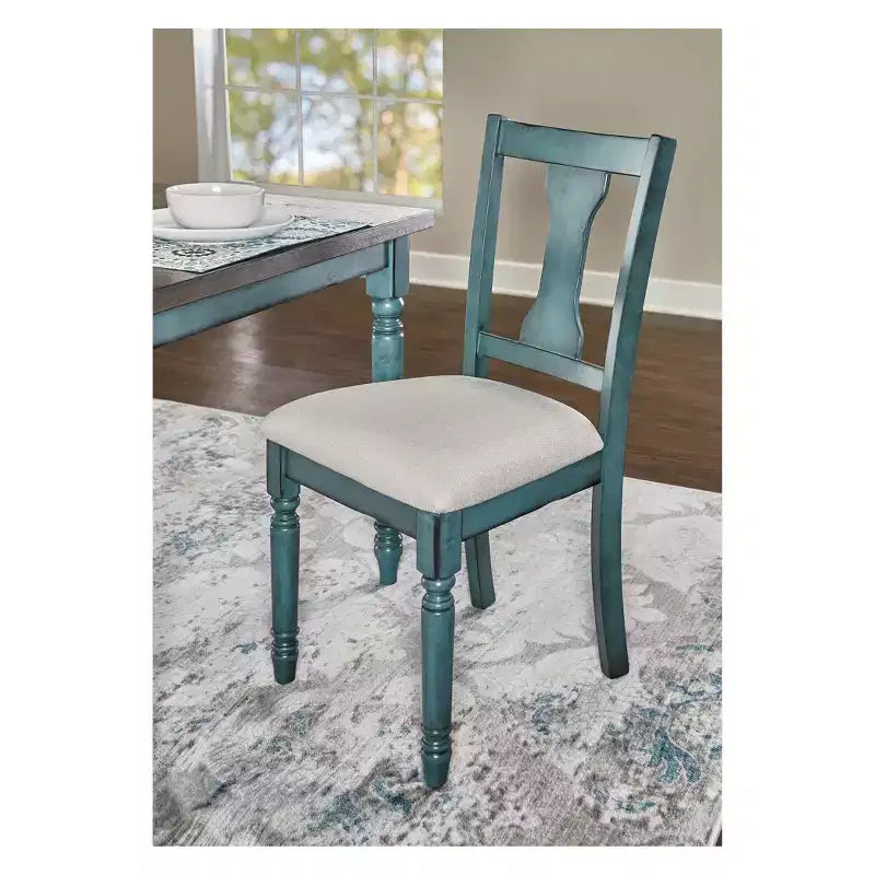 Chaise d'appoint rembourrée Reagan Slat Back Teal - Powell : Structure en bois d'hévéa, revêtement en polyester, capacité de 113 kg