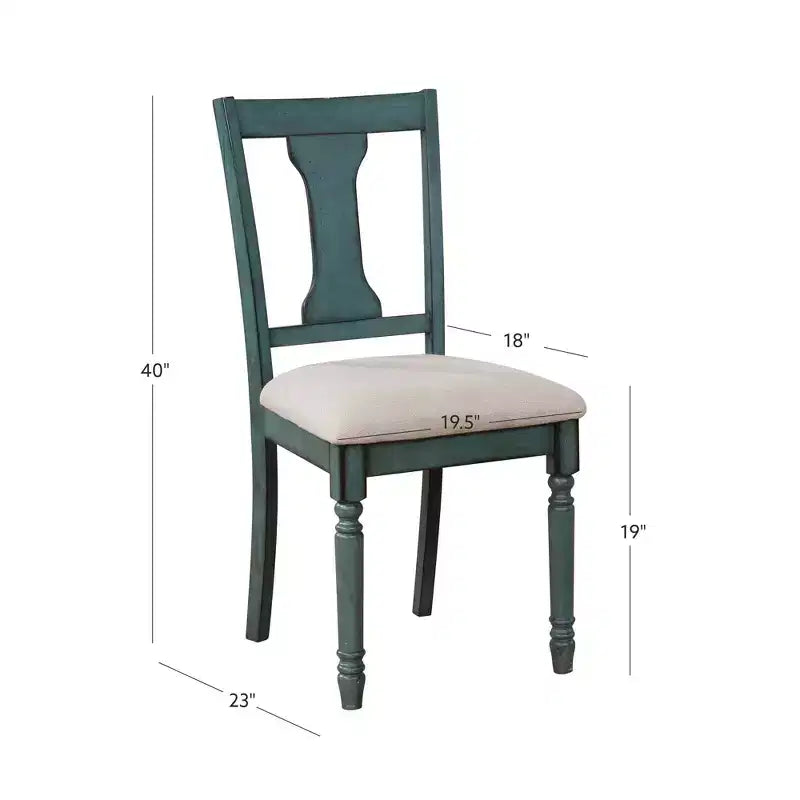 Chaise d'appoint rembourrée Reagan Slat Back Teal - Powell : Structure en bois d'hévéa, revêtement en polyester, capacité de 113 kg