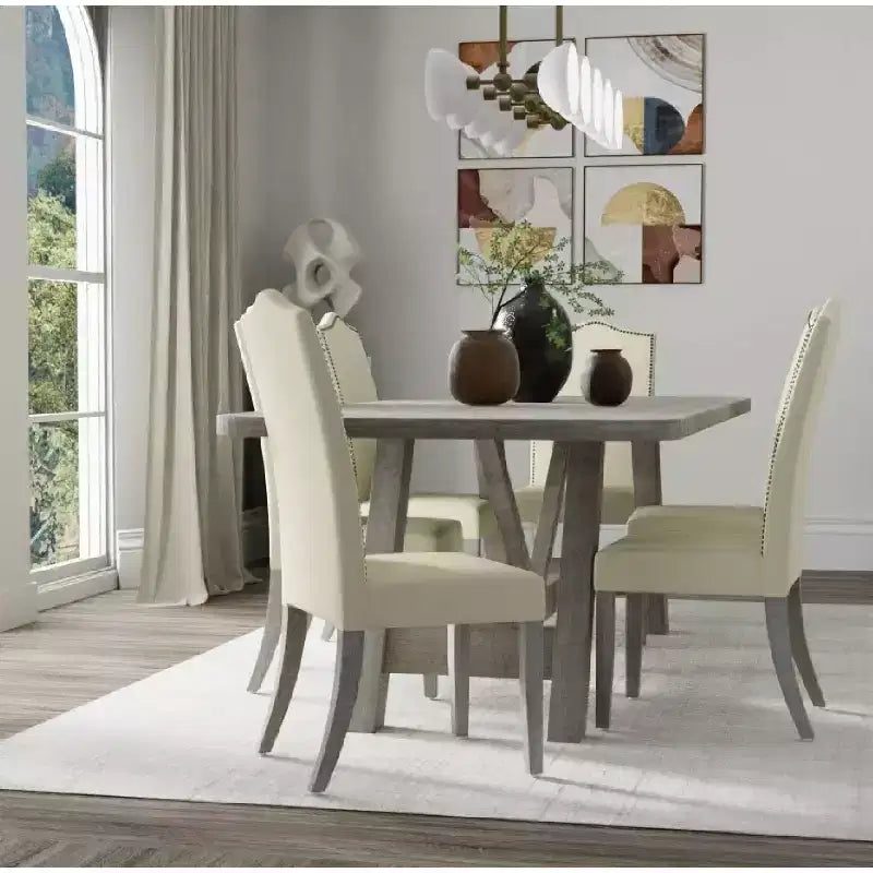 Carolina Living Chaise Parson Florence en Bois Flotté Naturel et Lin