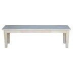 Banc style Shaker 60" non fini - International Concepts : Hévéa massif, Rectangulaire, Capacité 400 lb