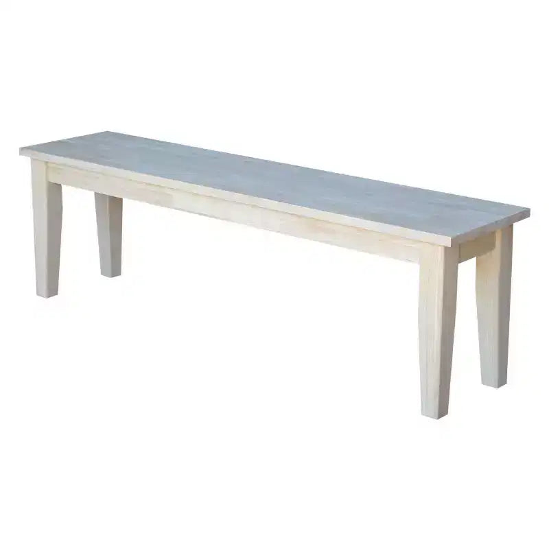 Banc style Shaker 60" non fini - International Concepts : Hévéa massif, Rectangulaire, Capacité 400 lb