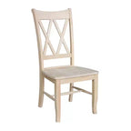 Lot de 2 chaises double X brutes – International Concepts : En bois massif, sans accoudoirs, non rembourrées