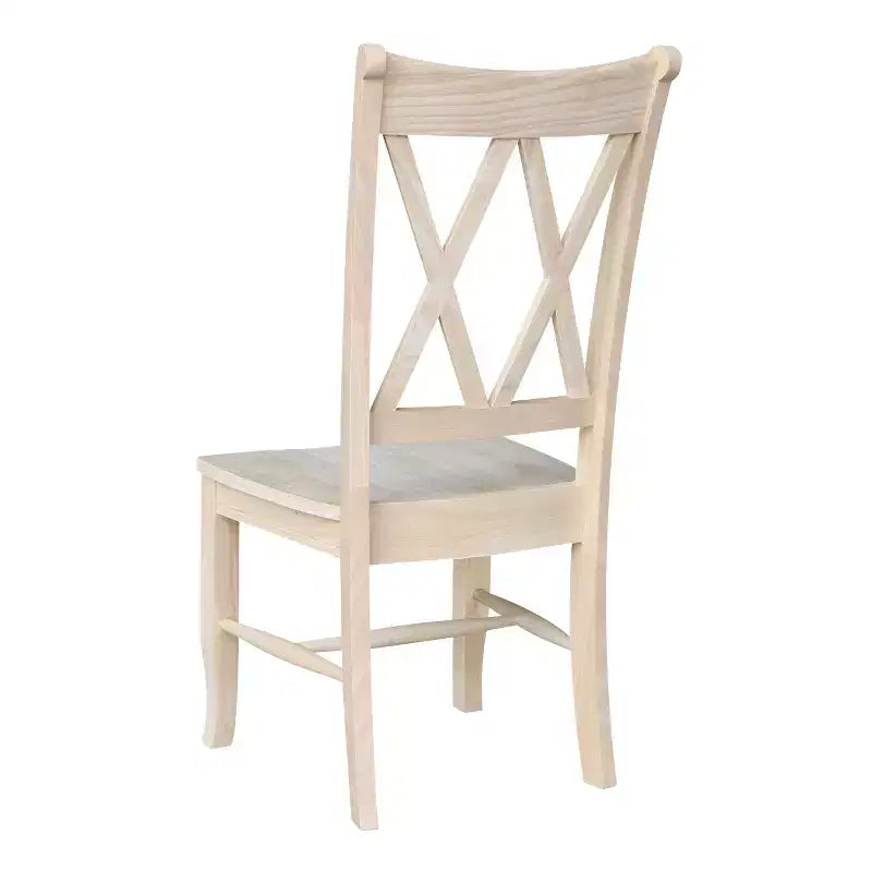 Lot de 2 chaises double X brutes – International Concepts : En bois massif, sans accoudoirs, non rembourrées