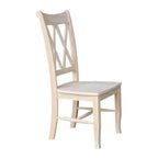 Lot de 2 chaises double X brutes – International Concepts : En bois massif, sans accoudoirs, non rembourrées