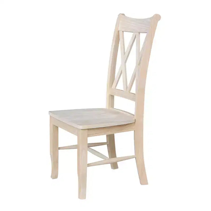 Lot de 2 chaises double X brutes – International Concepts : En bois massif, sans accoudoirs, non rembourrées