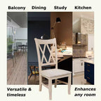 Lot de 2 chaises double X brutes – International Concepts : En bois massif, sans accoudoirs, non rembourrées
