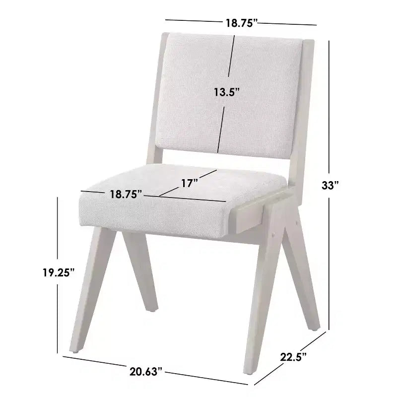Lot de 2 chaises de salle à manger Lifestorey Baywood en bois massif, style Mid-Century, beige/chêne clair