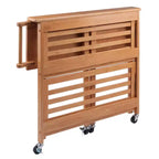 Chariot Pliant Bois/Chêne Clair - Winsome : Chariot de Cuisine Traditionnel, Cadre en Bois Franc, Finition Satinée, Roues Blocables, 2 Étagères