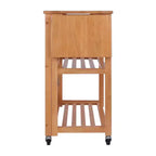 Chariot Pliant Bois/Chêne Clair - Winsome : Chariot de Cuisine Traditionnel, Cadre en Bois Franc, Finition Satinée, Roues Blocables, 2 Étagères