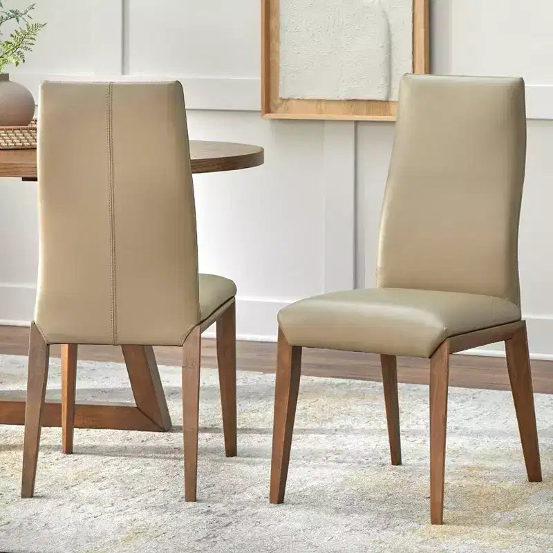 Ensemble de salle à manger moderne 7 pièces Lifestorey Valissa avec chaises en cuir Noyer/Gris taupe