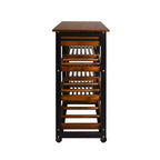 Chariot de cuisine roulant en bois massif de 28 po avec casier à vin et tiroir marron foncé - Flora Home : desserte îlot mobile, 6 étagères, roulettes verrouillables