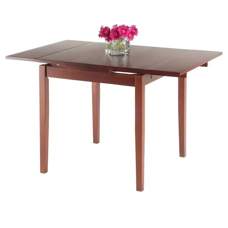 Table à manger extensible Pulman bois/noyer - Winsome : Hêtre massif, milieu de siècle moderne, 4 places
