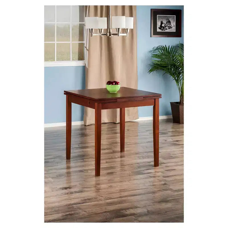 Table à manger extensible Pulman bois/noyer - Winsome : Hêtre massif, milieu de siècle moderne, 4 places