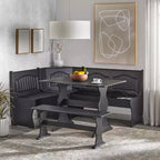 Buylateral Coin de déjeuner de ferme Washington 3 pièces avec rangement Noir