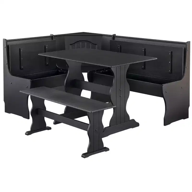 Buylateral Coin de déjeuner de ferme Washington 3 pièces avec rangement Noir