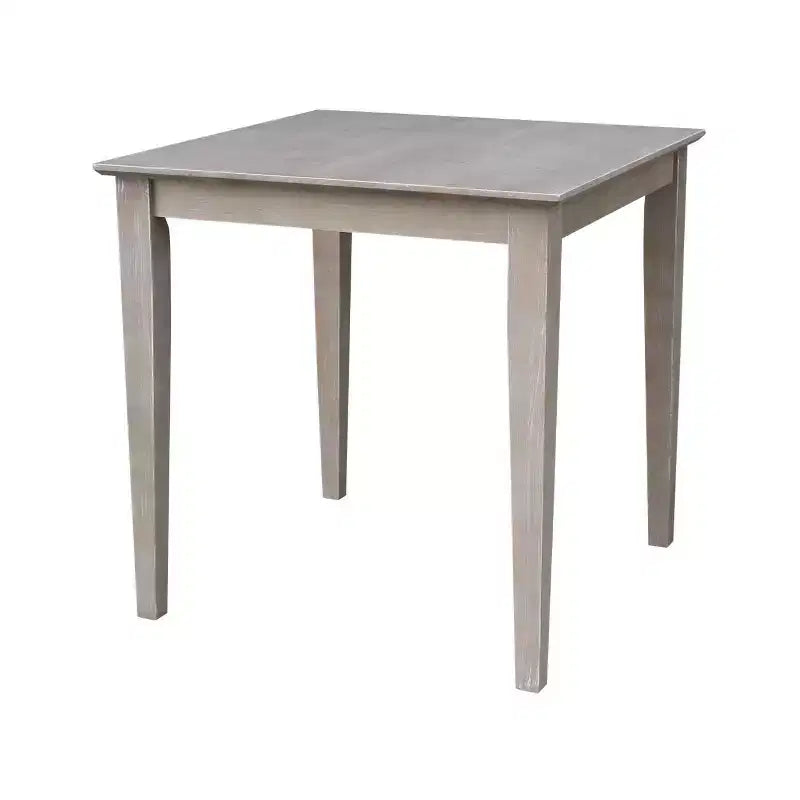 Table de salle à manger 3 pièces en bois massif 30"x30" et 2 chaises Emily, Taupe Gris Lavé - International Concepts : Hévéa, Carrée, Non-Extensible