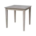 Table de salle à manger 3 pièces en bois massif 30"x30" et 2 chaises Emily, Taupe Gris Lavé - International Concepts : Hévéa, Carrée, Non-Extensible