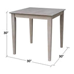 Table de salle à manger 3 pièces en bois massif 30"x30" et 2 chaises Emily, Taupe Gris Lavé - International Concepts : Hévéa, Carrée, Non-Extensible