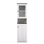 Baxton Studio Lauren TwoTone and Buffet and Hutch Kitchen Cabinet White/Dark Brown: Transitional Style, 5 Fixed Shelves