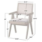 Lifestorey Ensemble de salle à manger 5 pièces en bois massif Baywood Mid-Century avec fauteuil, chêne clair/beige