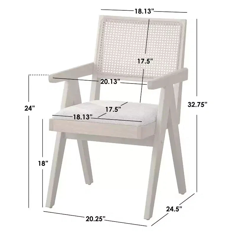 Lifestorey Ensemble de salle à manger 5 pièces en bois massif Baywood Mid-Century avec fauteuil, chêne clair/beige