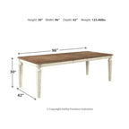 Table de salle à manger extensible rectangulaire Realyn blanc écaillé : 8 places, style campagne chic - Signature Design by Ashley