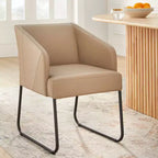 Lifestorey Ensemble de salle à manger ovale moderne Layton 7 pièces avec chaises en cuir Naturel/Kaki