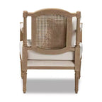 Fauteuil d'appoint en bois blanchi Clemence, couleur ivoire/chêne - Baxton Studio