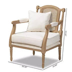 Fauteuil d'appoint en bois blanchi Clemence, couleur ivoire/chêne - Baxton Studio