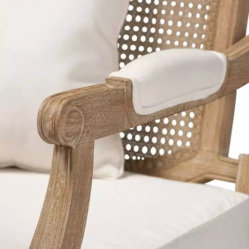 Fauteuil d'appoint en bois blanchi Clemence, couleur ivoire/chêne - Baxton Studio