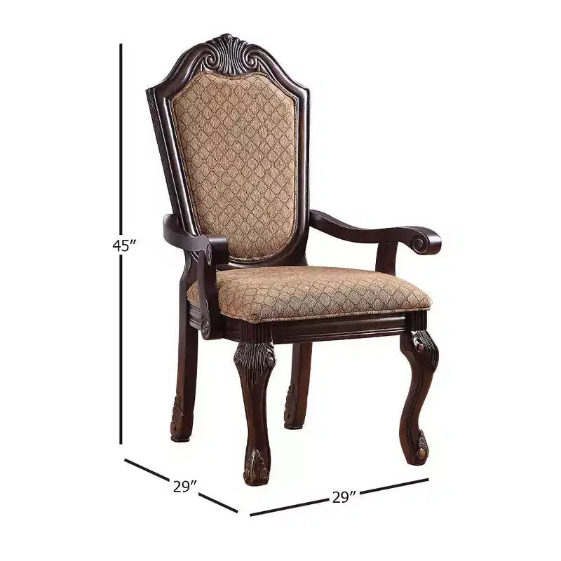 Chateau De Ville Chaises d'appoint 29" Tissu et Espresso - Acme Furniture: Fauteuil de salle à manger de luxe, pieds Queen Anne