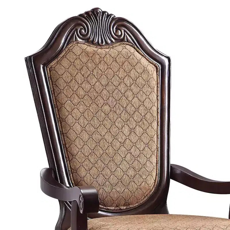 Chateau De Ville Chaises d'appoint 29" Tissu et Espresso - Acme Furniture: Fauteuil de salle à manger de luxe, pieds Queen Anne