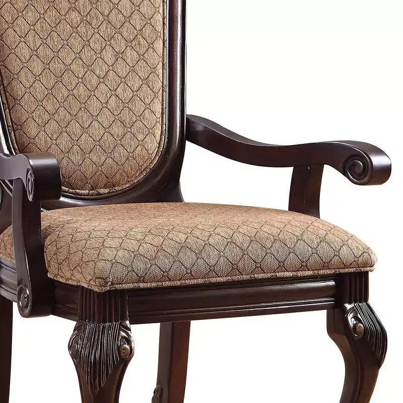Chateau De Ville Chaises d'appoint 29" Tissu et Espresso - Acme Furniture: Fauteuil de salle à manger de luxe, pieds Queen Anne