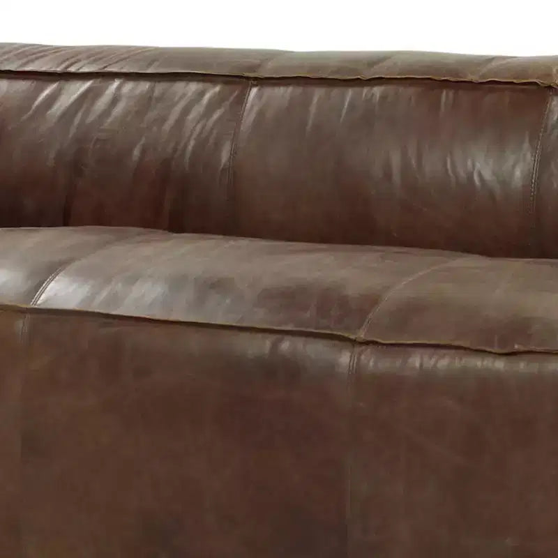 Canapés Brancaster 98 po en cuir pleine fleur marron rétro – Acme Furniture : Style vintage, accents en aluminium, 5 places